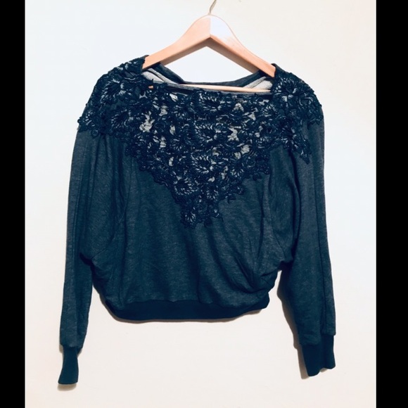 Anthro Meadow & Rue Bria Lace-Back Sweatshirt - Picture 6 of 7